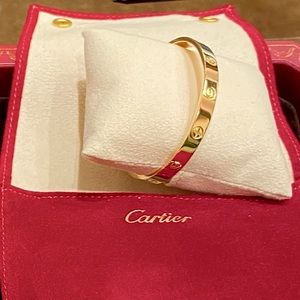 CARTIER LOVE BRACELET 18K GOLD sz18 PRISTINE (Paperwork, Original Box, Hardware)